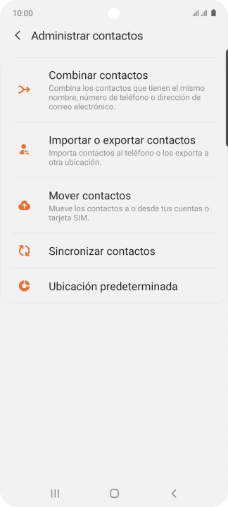Pulsa Importar o exportar contactos. Pulsa Importar o exportar contactos.
