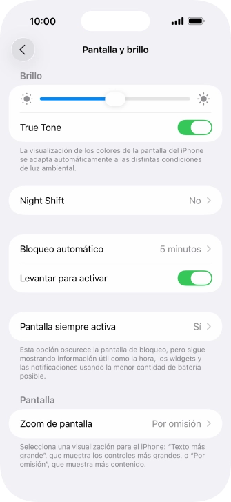 Pulsa Pantalla siempre activa. Pulsa Pantalla siempre activa.