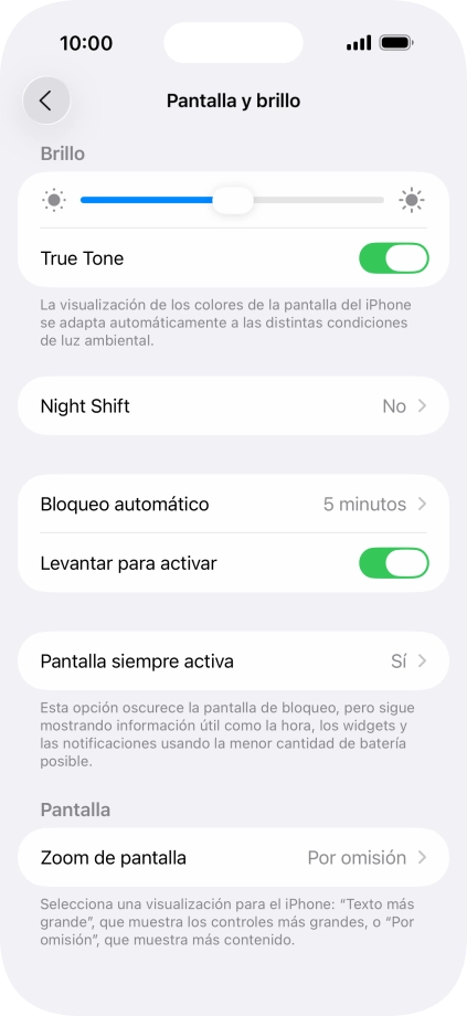 Pulsa Pantalla siempre activa. Pulsa Pantalla siempre activa.