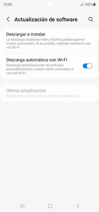 Pulsa Descargar e instalar. Si hay una versión de software nueva disponible, aparecerá ahora en la pantalla. Sigue las indicaciones de la pantalla para actualizar el software del teléfono. Pulsa Descargar e instalar. Si hay una versión de software nueva disponible, aparecerá ahora en la pantalla. Sigue las indicaciones de la pantalla para actualizar el software del teléfono.