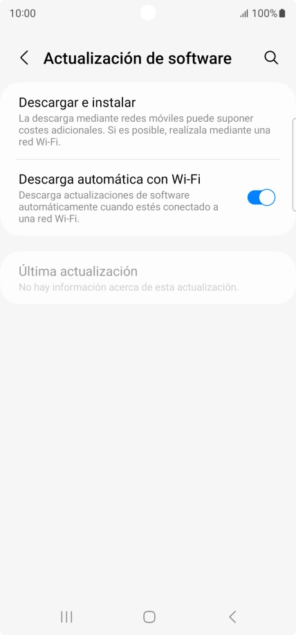Pulsa Descargar e instalar. Si hay una versión de software nueva disponible, aparecerá ahora en la pantalla. Sigue las indicaciones de la pantalla para actualizar el software del teléfono. Pulsa Descargar e instalar. Si hay una versión de software nueva disponible, aparecerá ahora en la pantalla. Sigue las indicaciones de la pantalla para actualizar el software del teléfono.