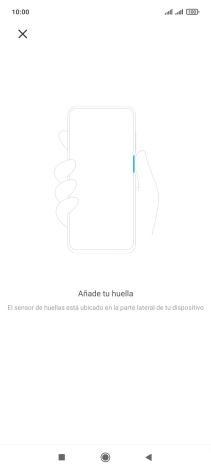 Sigue las indicaciones de la pantalla para crear una huella digital como código de seguridad. Sigue las indicaciones de la pantalla para crear una huella digital como código de seguridad.
