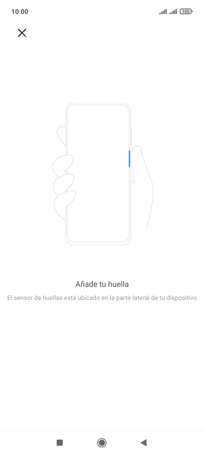 Sigue las indicaciones de la pantalla para crear una huella digital como código de seguridad. Sigue las indicaciones de la pantalla para crear una huella digital como código de seguridad.