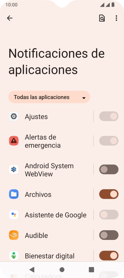 Pulsa el indicador junto a la app deseada para activar o desactivar la función. Pulsa el indicador junto a la app deseada para activar o desactivar la función.