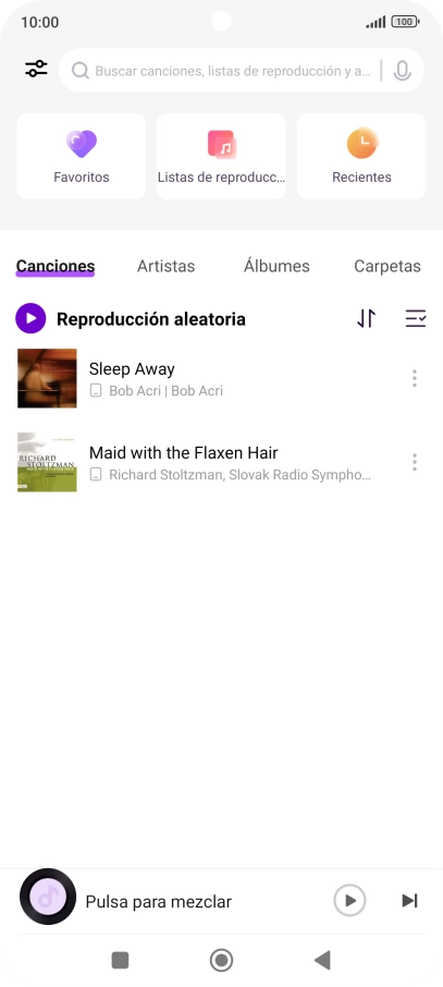 Pulsa el archivo de música deseado. Pulsa el archivo de música deseado.