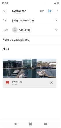 Pulsa el icono de envío cuando termines de escribir el correo electrónico. Pulsa el icono de envío cuando termines de escribir el correo electrónico.