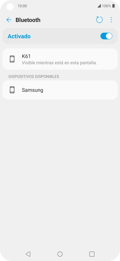 Pulsa el dispositivo Bluetooth deseado y sigue las indicaciones de la pantalla para vincular el dispositivo al teléfono. Pulsa el dispositivo Bluetooth deseado y sigue las indicaciones de la pantalla para vincular el dispositivo al teléfono.