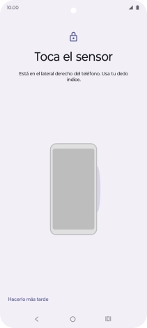Sigue las indicaciones de la pantalla para crear una huella digital como código de seguridad. Sigue las indicaciones de la pantalla para crear una huella digital como código de seguridad.