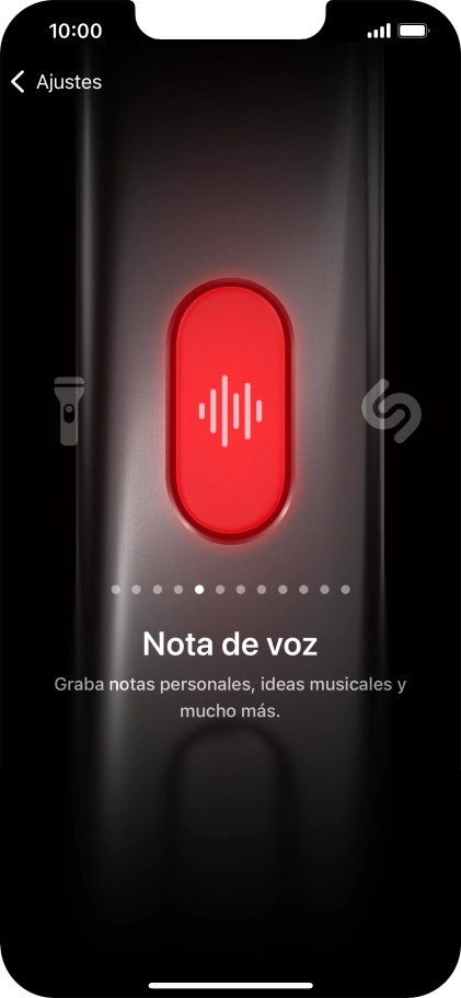 Desliza el dedo hacia la derecha o hacia la izquierda por la pantalla para seleccionar la función deseada.