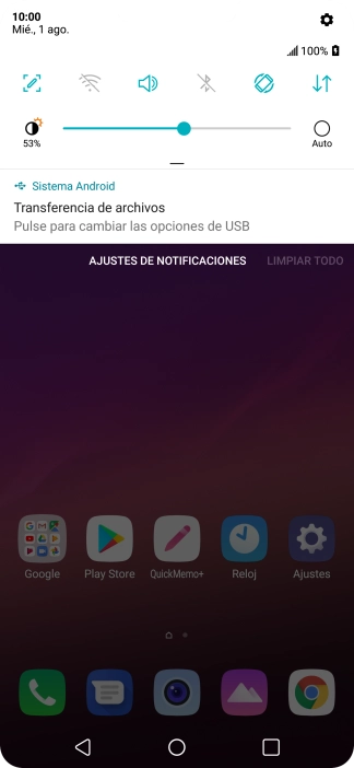 Pulsa Pulse para cambiar las opciones de USB. Pulsa Pulse para cambiar las opciones de USB.