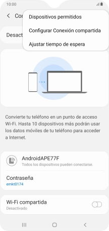 Pulsa Configurar Conexión compartida. Pulsa Configurar Conexión compartida.