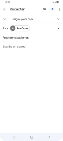 Pulsa en el campo de escritura y escribe el texto del correo electrónico. Pulsa en el campo de escritura y escribe el texto del correo electrónico.