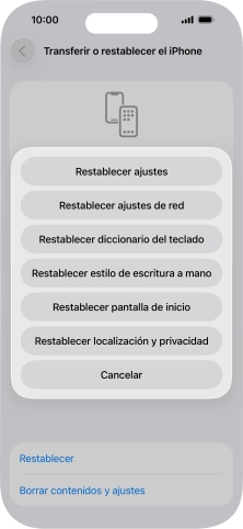 Pulsa Restablecer ajustes.