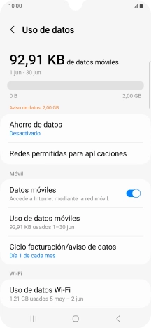 El consumo total de datos se visualiza ahora en la pantalla. El consumo total de datos se visualiza ahora en la pantalla.
