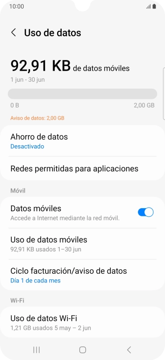 El consumo total de datos se visualiza ahora en la pantalla. El consumo total de datos se visualiza ahora en la pantalla.