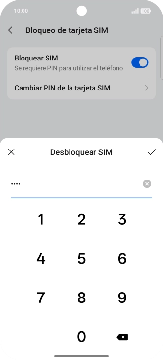 Introduce el código PIN y pulsa el icono de aceptar. Introduce el código PIN y pulsa el icono de aceptar.