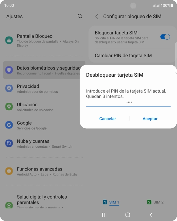 Introduce tu código PIN y pulsa Aceptar. Introduce tu código PIN y pulsa Aceptar.