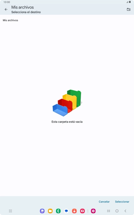 Si deseas crear una nueva carpeta, pulsa el icono de nueva carpeta y sigue las indicaciones de la pantalla para crearla. Si deseas crear una nueva carpeta, pulsa el icono de nueva carpeta y sigue las indicaciones de la pantalla para crearla.