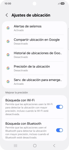 Pulsa Precisión de la ubicación. Pulsa Precisión de la ubicación.