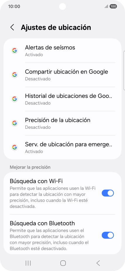 Pulsa Precisión de la ubicación. Pulsa Precisión de la ubicación.
