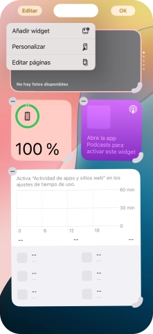 Pulsa Añadir widget.