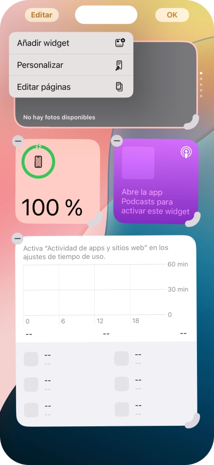 Pulsa Añadir widget.