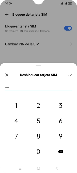 Introduce el código PIN y pulsa el icono de aceptar. Introduce el código PIN y pulsa el icono de aceptar.