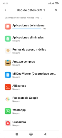 El consumo total de datos del período seleccionado aparece ahora en la pantalla. El consumo total de datos del período seleccionado aparece ahora en la pantalla.
