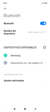 Pulsa el dispositivo Bluetooth deseado y sigue las indicaciones de la pantalla para vincular el dispositivo al teléfono. Pulsa el dispositivo Bluetooth deseado y sigue las indicaciones de la pantalla para vincular el dispositivo al teléfono.