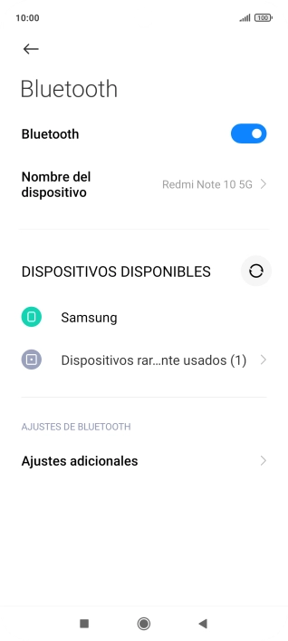 Pulsa el dispositivo Bluetooth deseado y sigue las indicaciones de la pantalla para vincular el dispositivo al teléfono. Pulsa el dispositivo Bluetooth deseado y sigue las indicaciones de la pantalla para vincular el dispositivo al teléfono.