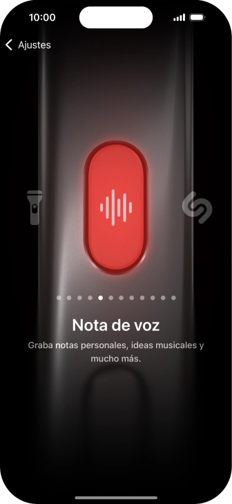 Desliza el dedo hacia la derecha o hacia la izquierda por la pantalla para seleccionar la función deseada.