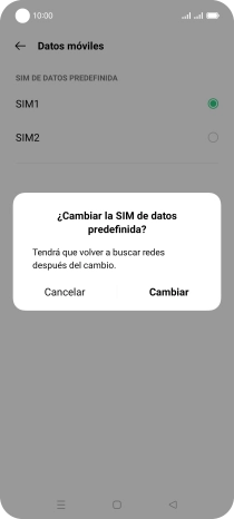 Si cambias de tarjeta SIM, pulsa Cambiar. Si cambias de tarjeta SIM, pulsa Cambiar.