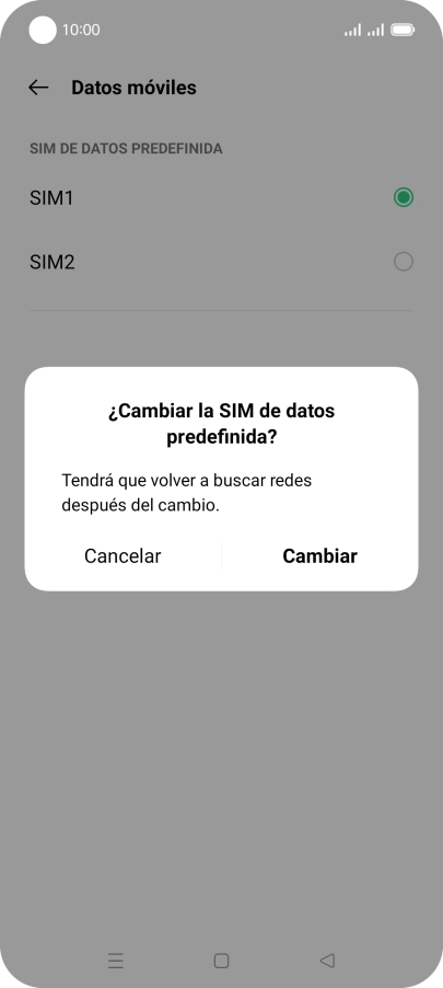 Si cambias de tarjeta SIM, pulsa Cambiar. Si cambias de tarjeta SIM, pulsa Cambiar.
