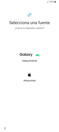Pulsa el ajuste deseado y sigue las instrucciones de la pantalla para transferir el contenido del otro teléfono. Pulsa el ajuste deseado y sigue las instrucciones de la pantalla para transferir el contenido del otro teléfono.