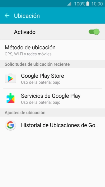 Pulsa Método de ubicación.