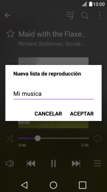Introduce el nombre deseado de la lista de reproducción y pulsa ACEPTAR.