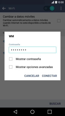Introduce la contraseña de la red wifi y pulsa CONECTAR. Introduce la contraseña de la red wifi y pulsa CONECTAR.