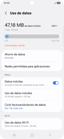El consumo total de datos se visualiza ahora en la pantalla. El consumo total de datos se visualiza ahora en la pantalla.