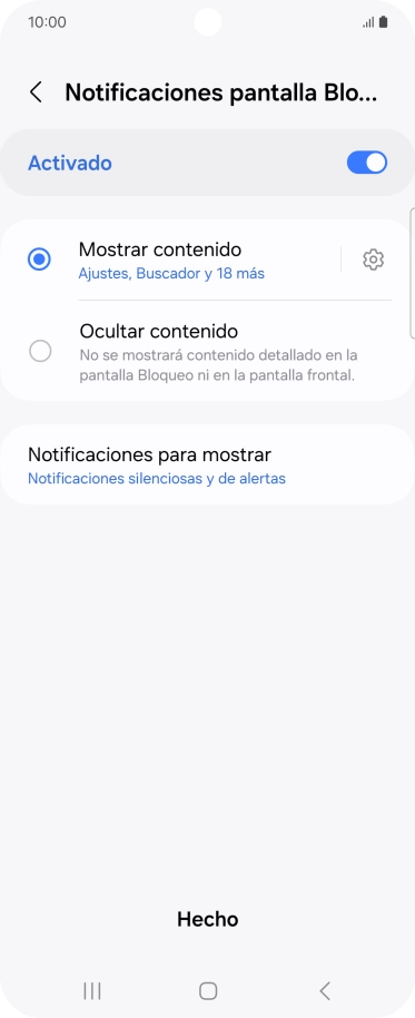 Pulsa los ajustes deseados para activarlos o desactivarlos. Pulsa los ajustes deseados para activarlos o desactivarlos.