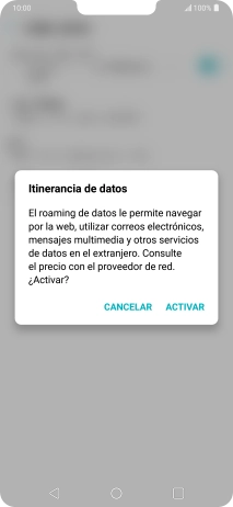 Si el roaming de datos está activado, pulsa ACTIVAR.