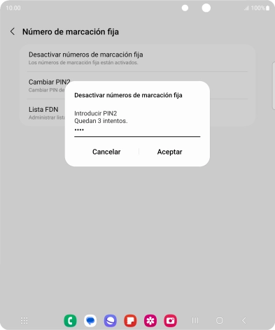 Introduce el código PIN2 y pulsa Aceptar.