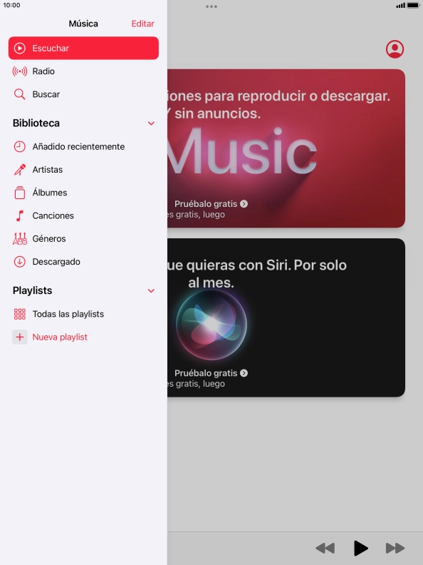 Pulsa Nueva playlist.