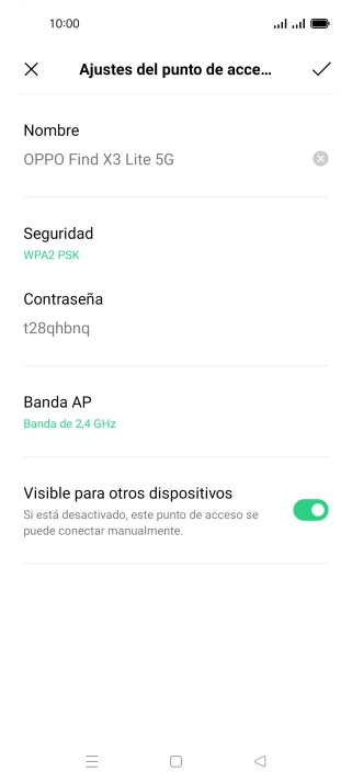 Pulsa Nombre e introduce el nombre deseado de la conexión Wi-Fi. Pulsa Nombre e introduce el nombre deseado de la conexión Wi-Fi.