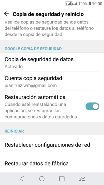 Pulsa Restaurar datos de fábrica. Pulsa Restaurar datos de fábrica.