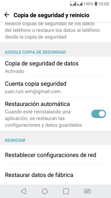 Pulsa Restaurar datos de fábrica. Pulsa Restaurar datos de fábrica.