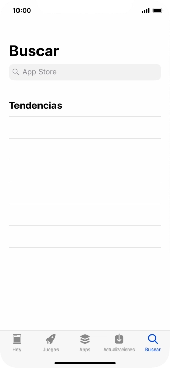 Pulsa en el campo de búsqueda e introduce el nombre o el tema de la app deseada. Pulsa en el campo de búsqueda e introduce el nombre o el tema de la app deseada.