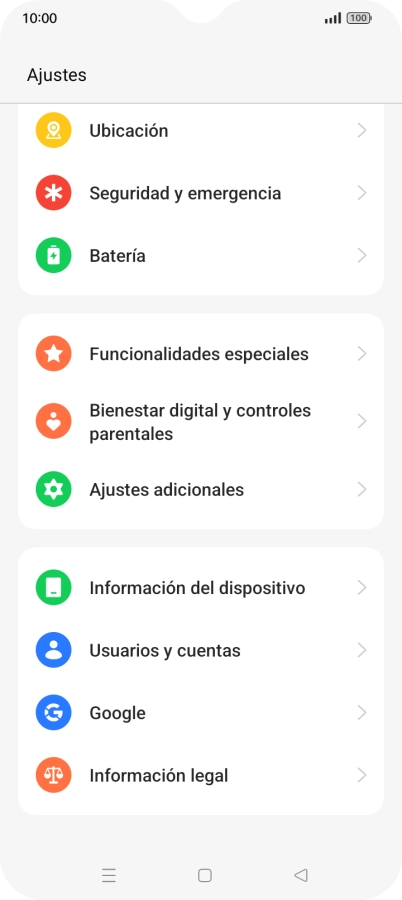 Pulsa Usuarios y cuentas.