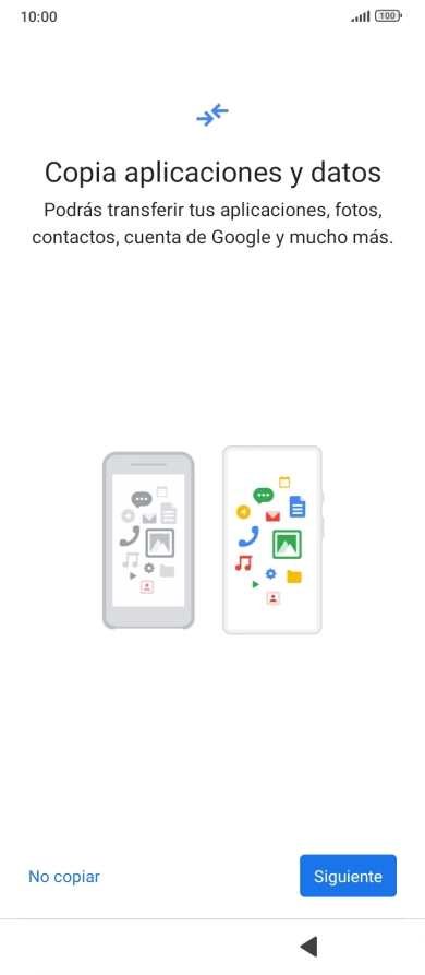 Puedes transferir el contenido de otro teléfono cuando activas tu teléfono por primera vez y cuando lo has restablecido. Cuando aparezca en la pantalla del teléfono esta imagen, ya está listo para la transmisión del contenido del otro teléfono. Puedes transferir el contenido de otro teléfono cuando activas tu teléfono por primera vez y cuando lo has restablecido. Cuando aparezca en la pantalla del teléfono esta imagen, ya está listo para la transmisión del contenido del otro teléfono.