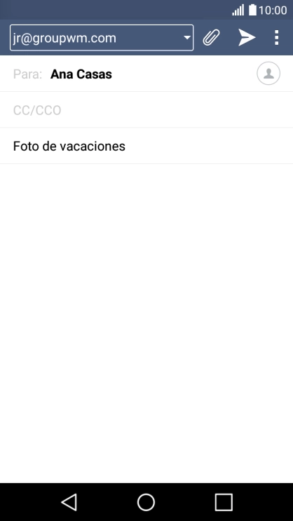 Pulsa en el campo de escritura y escribe el texto del correo electrónico. Pulsa en el campo de escritura y escribe el texto del correo electrónico.