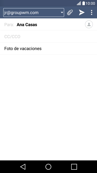 Pulsa en el campo de escritura y escribe el texto del correo electrónico. Pulsa en el campo de escritura y escribe el texto del correo electrónico.